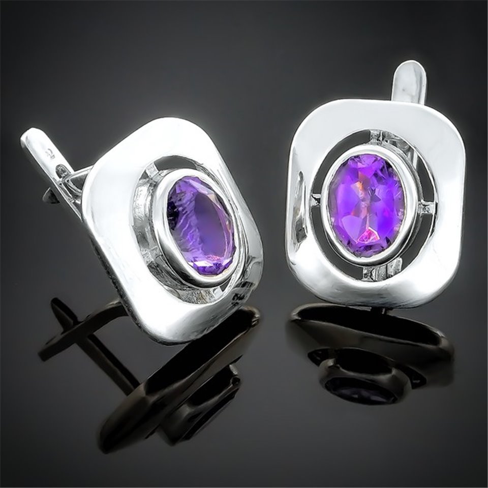 Сережки 175 аметист Rh Timofeev