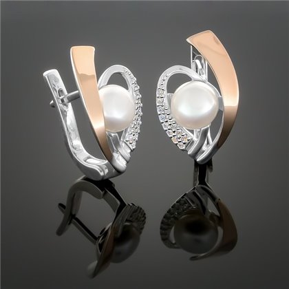 Сережки 178(2) перлина біла Rh Timofeev