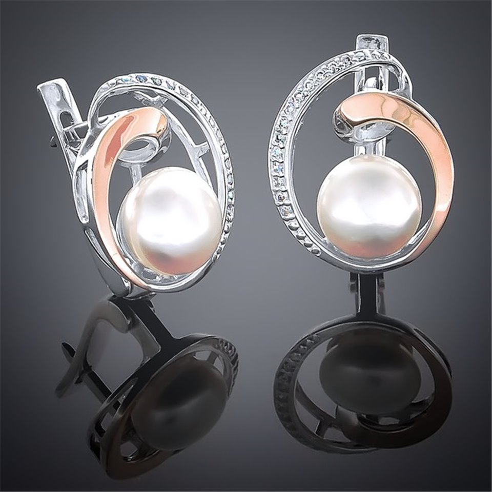 Сережки 186 перлина бiла Rh Timofeev