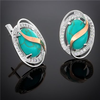 Сережки 199 бірюза імітація Rh Timofeev