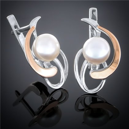 Сережки 235 перлина біла Rh Timofeev