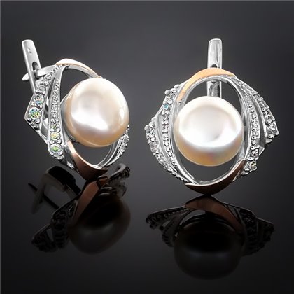 Сережки 293 перлина біла Rh Timofeev