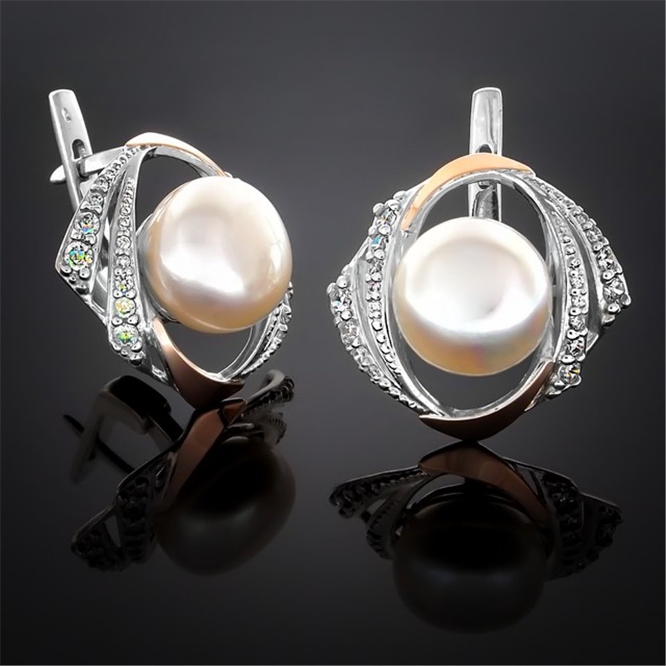 Сережки 293 перлина біла Rh Timofeev