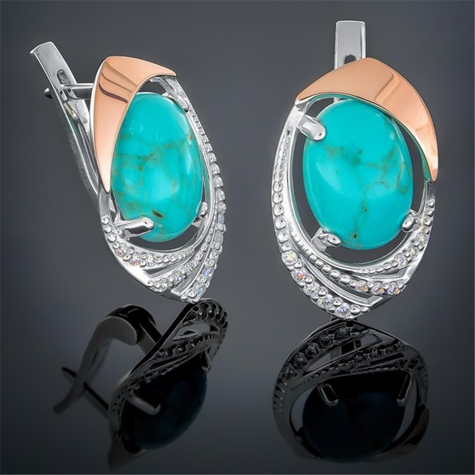 Сережки 305 бірюза Rh Timofeev