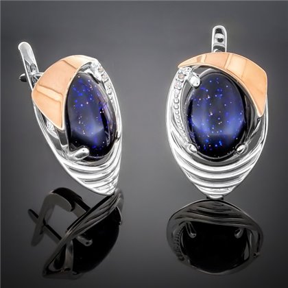 Сережки 307 авантюрин синій Rh Timofeev