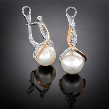 Сережки 363 майорика біла Rh Timofeev