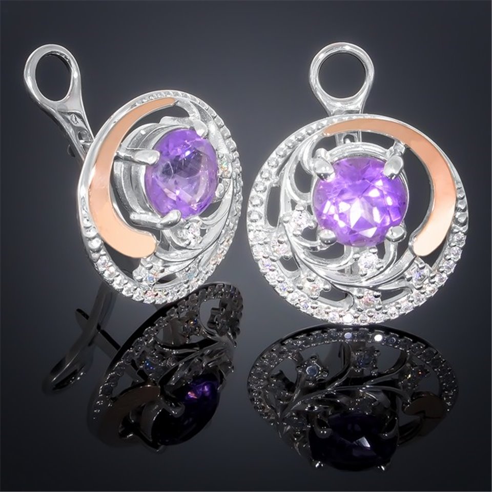 Сережки 378 аметист Timofeev