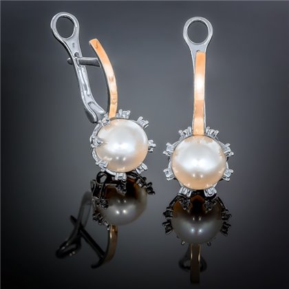 Сережки 440 перлина біла Rh Timofeev