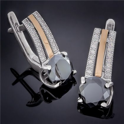 Сережки 499 цирконій чорний Rh Timofeev