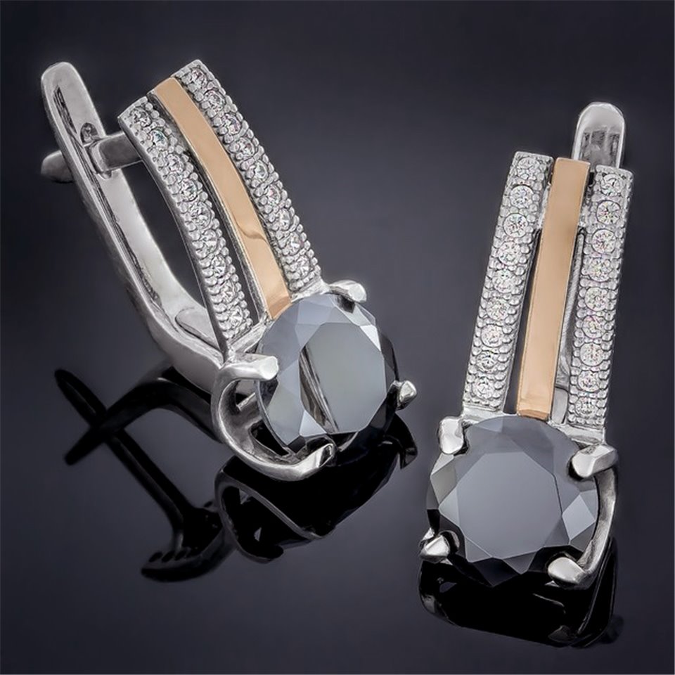 Сережки 499 цирконій чорний Rh Timofeev