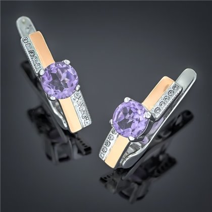Сережки 498 аметист Rh Timofeev