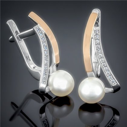 Сережки 470 перлина біла Rh Timofeev