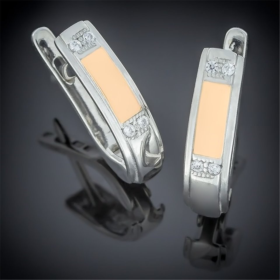 Сережки 469 цирконій білий Rh Timofeev