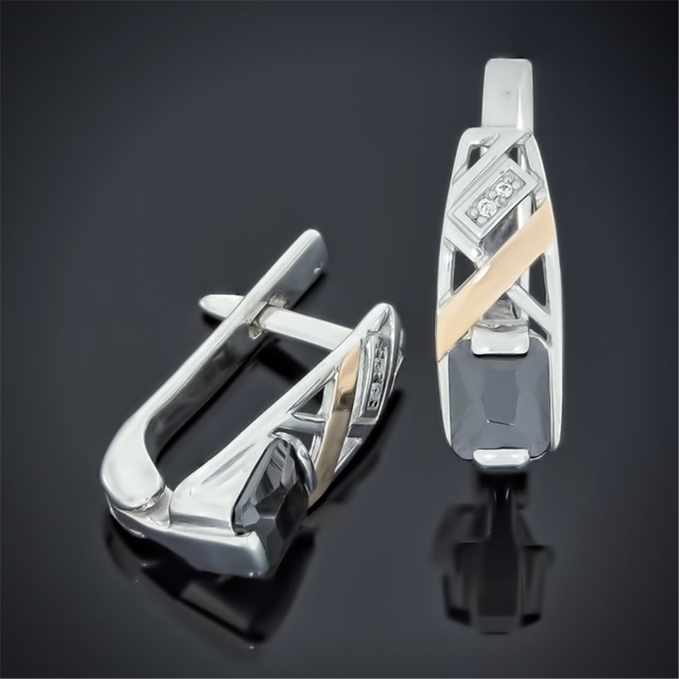 Сережки 457 цирконій чорний Rh Timofeev