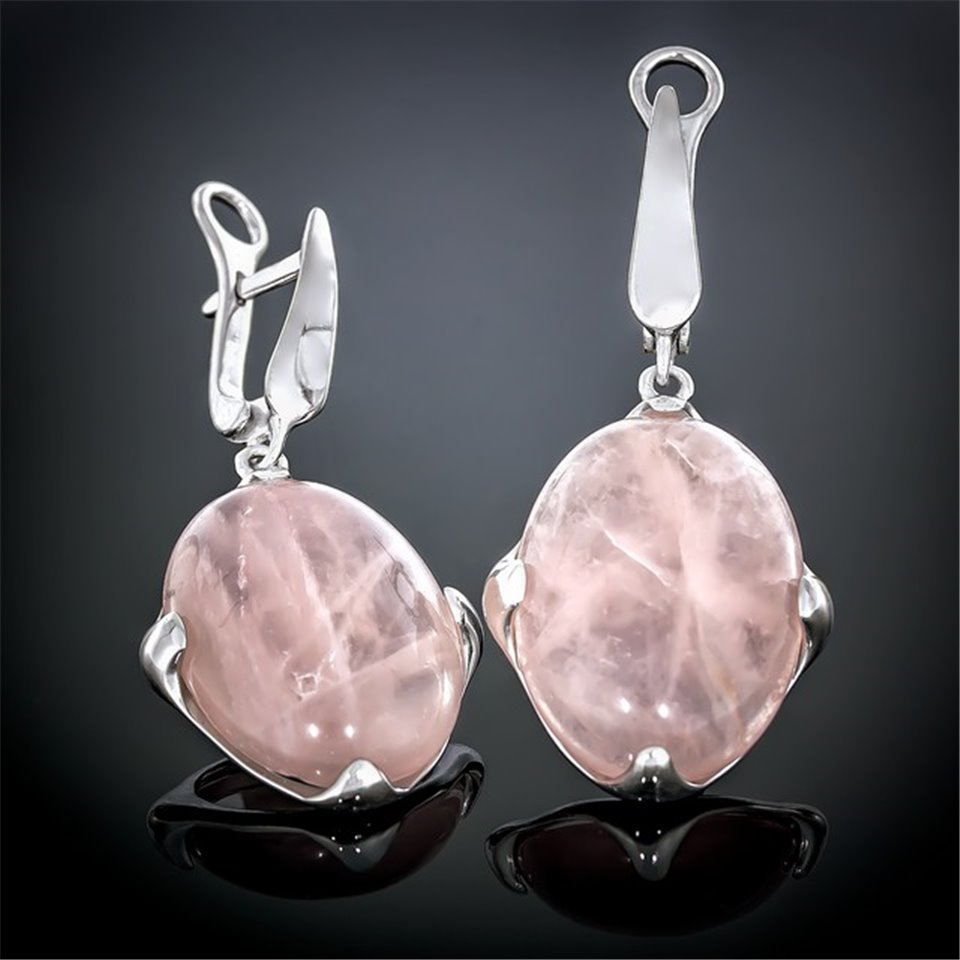 Сережки 449 кварц рожевий Rh Timofeev