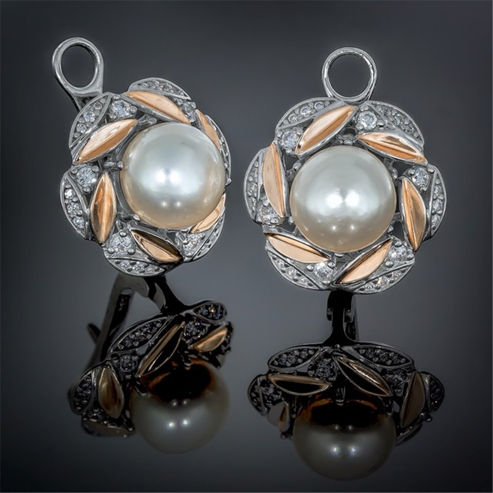 Сережки 432 перлина біла Rh Timofeev