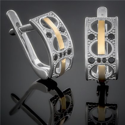 Сережки 429 цирконій чорний Rh Timofeev