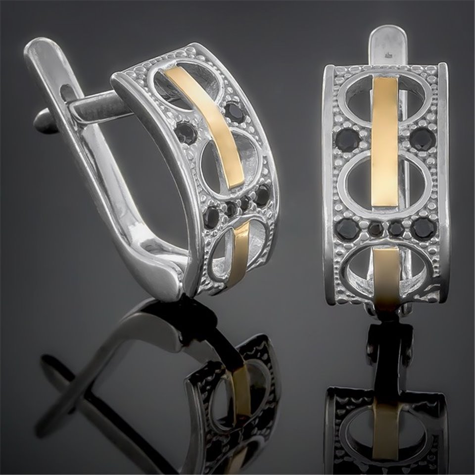 Сережки 429 цирконій чорний Rh Timofeev