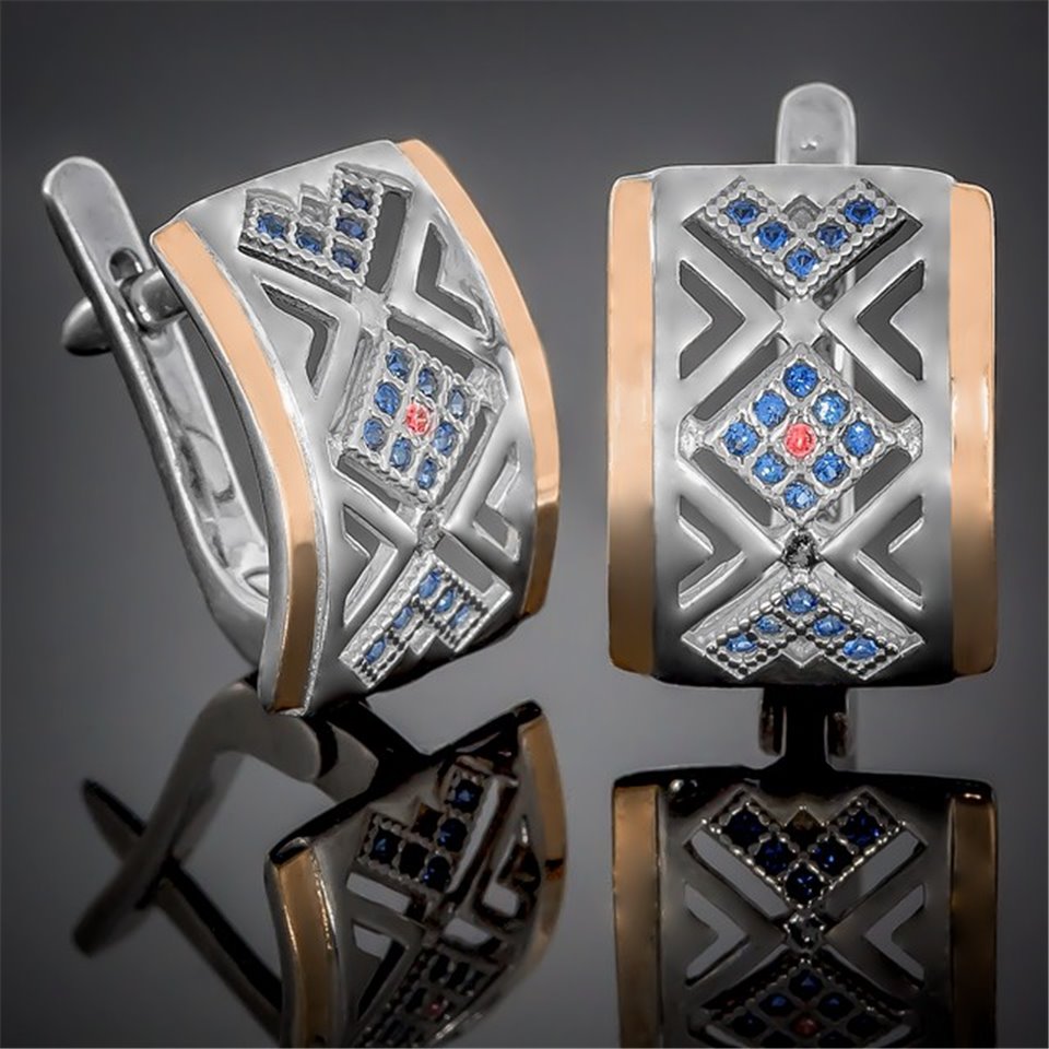 Сережки 427 цирконій синій/с. Rh Timofeev