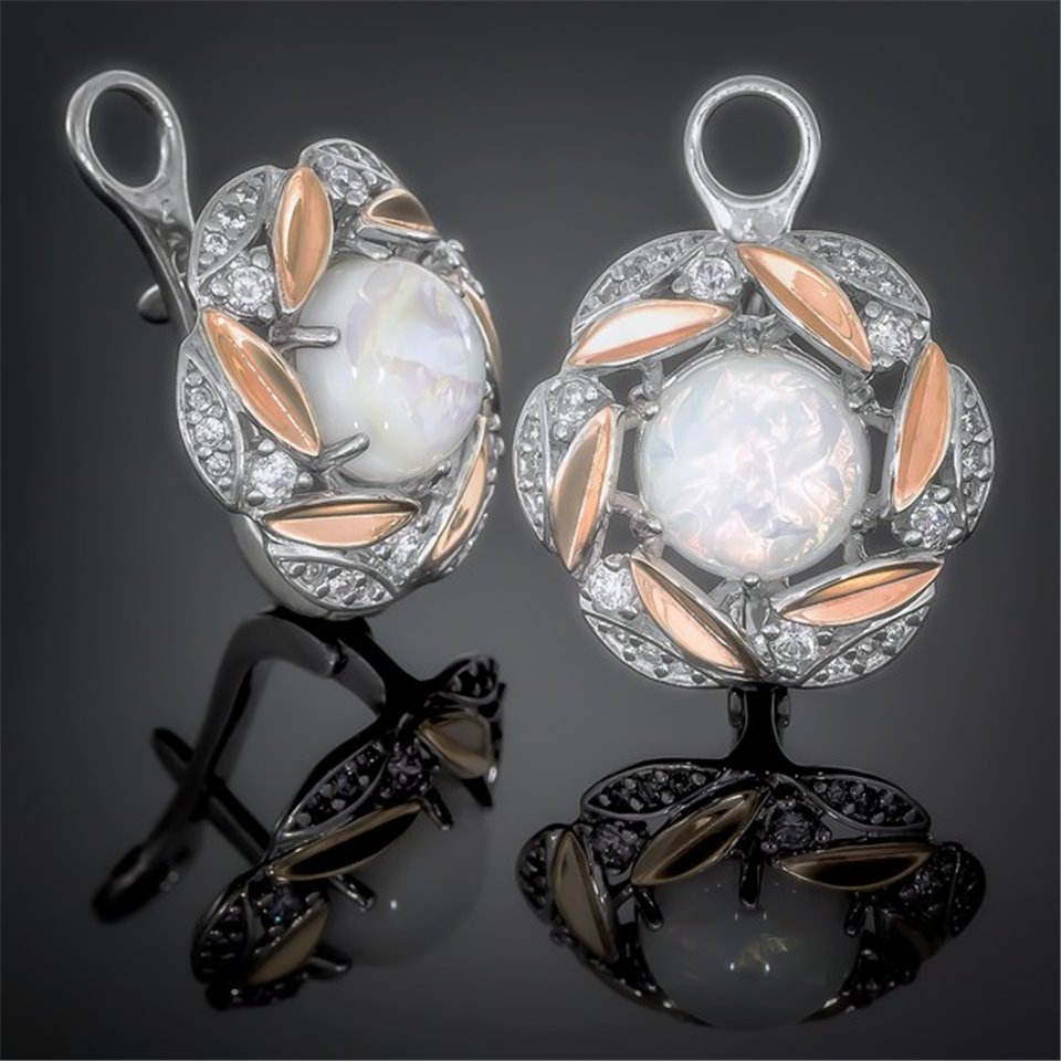 Сережки 425 опал імітація Rh Timofeev