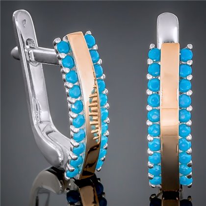 Сережки 423 цирконій бірюза Rh Timofeev