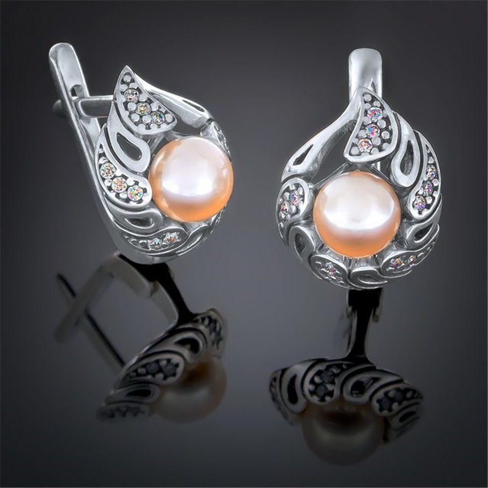 Сережки 416 перлина рожевий Timofeev