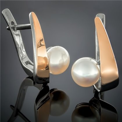 Сережки 410 перлина біла Rh Timofeev