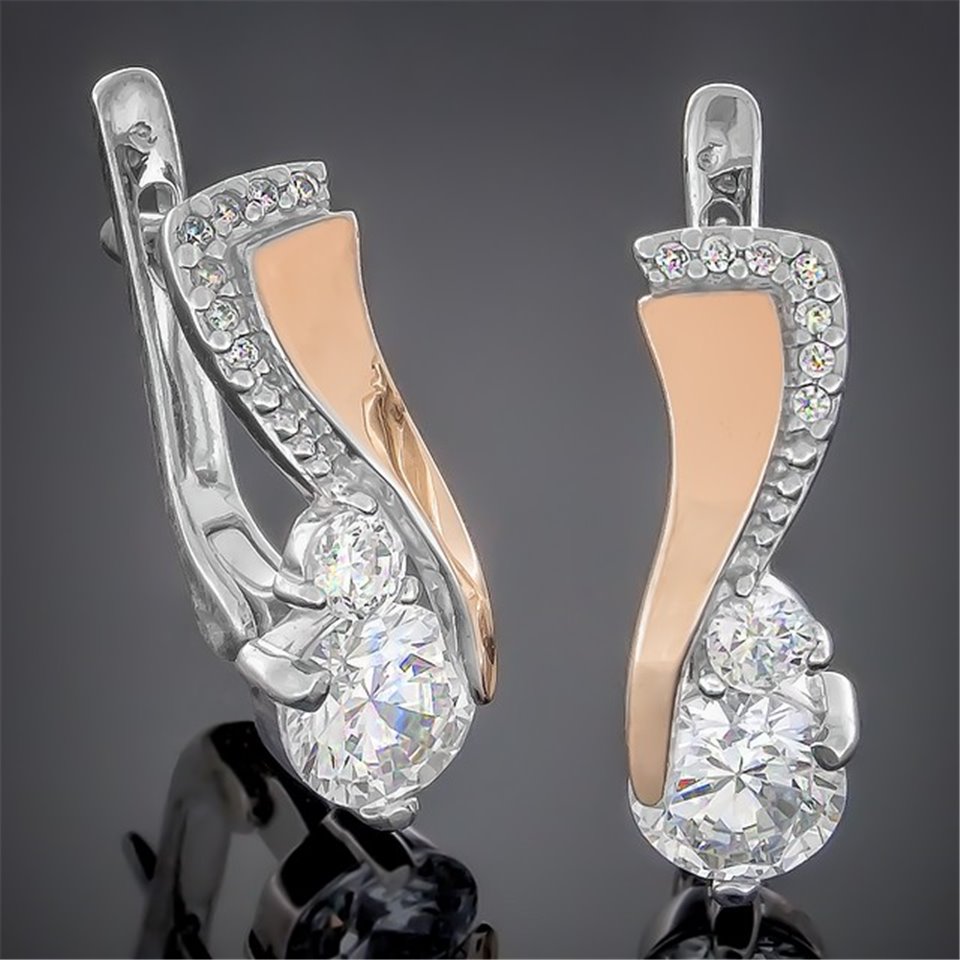 Сережки 389 цирконій білий Rh Timofeev