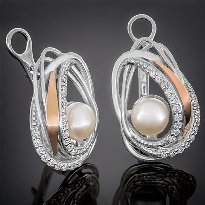 Сережки 387 перлина біла Rh Timofeev