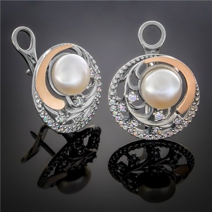 Сережки 386 перлина біла Timofeev