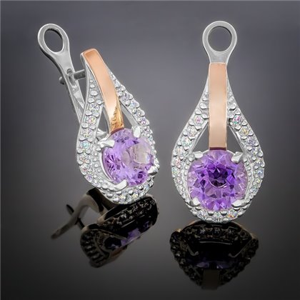 Сережки 385 аметист Rh Timofeev