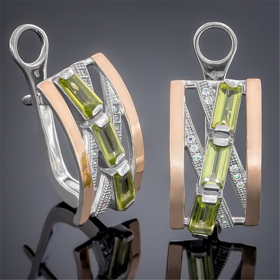 Сережки 383 хризоліт Rh Timofeev