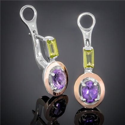 Сережки 381 аметист/хризоліт Rh Timofeev