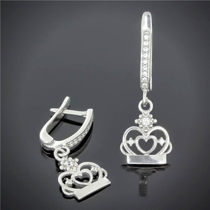 Сережки 563(2) цирконій білий Rh Timofeev