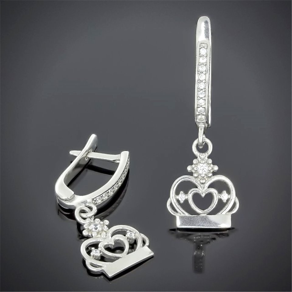 Сережки 563(2) цирконій білий Rh Timofeev