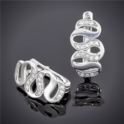 Сережки 567 цирконій білий Rh Timofeev