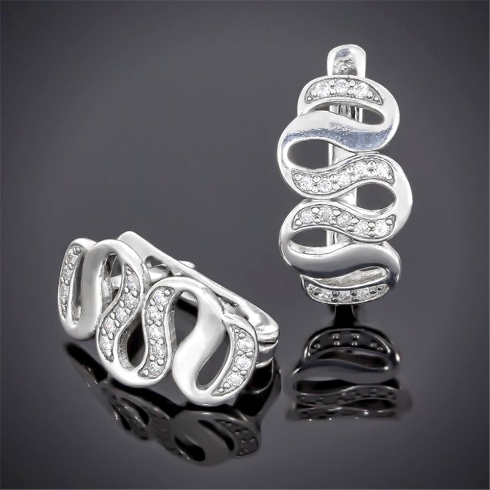 Сережки 567 цирконій білий Rh Timofeev