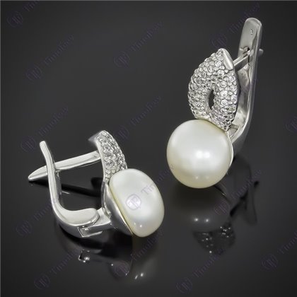 Сережки 593 перлина біла Rh Timofeev