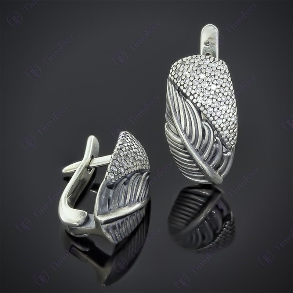 Сережки 596 цирконій білий Timofeev