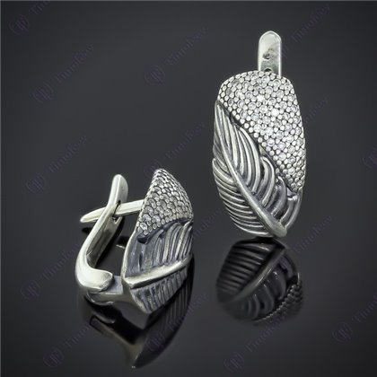 Сережки 596 цирконій білий Rh Timofeev