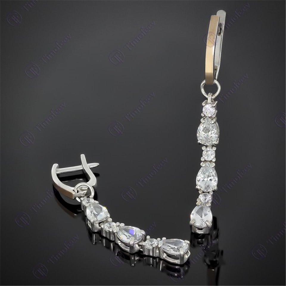 Сережки 603 цирконій білий Rh Timofeev