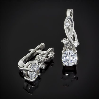 Сережки 607 цирконій білий Rh Timofeev