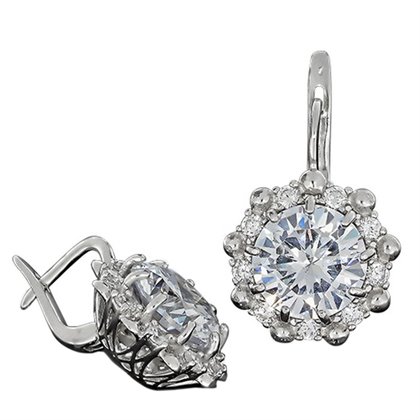 Сережки 609 цирконій білий Rh Timofeev