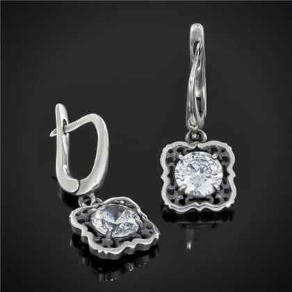 Сережки 610 цирконій білий Rh Timofeev