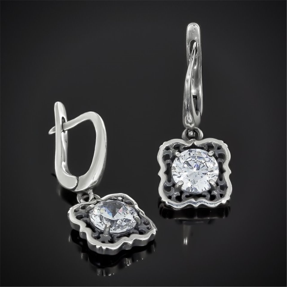 Сережки 610 цирконій білий Rh Timofeev