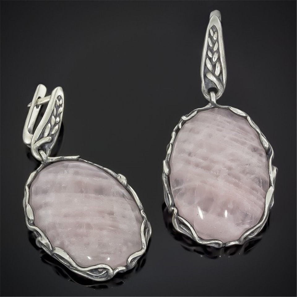 Сережки 614 кварц рожевий Timofeev