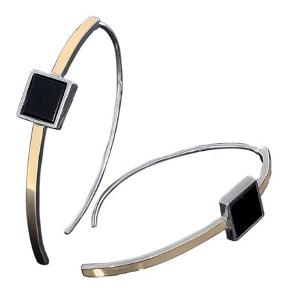 Сережки 618 онікс імітація Rh Timofeev