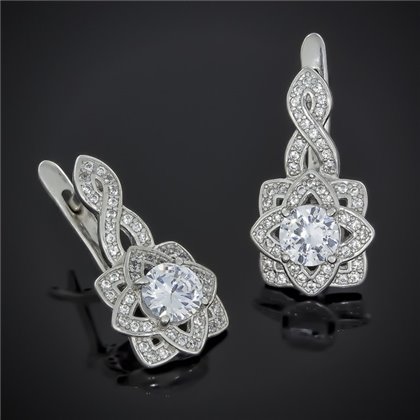 Сережки 623 цирконій білий Rh Timofeev