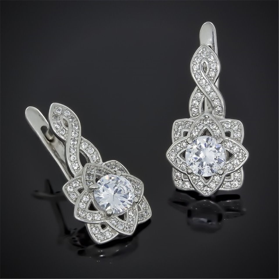 Сережки 623 цирконій білий Rh Timofeev