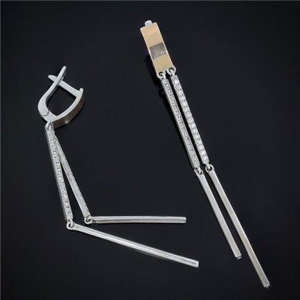 Сережки 625 цирконій білий Rh Timofeev